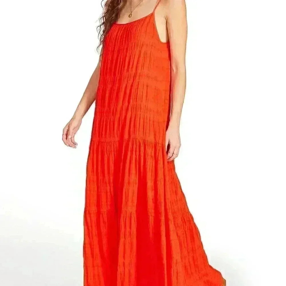BB Dakota Roman Holiday Maxi Dress NWT Hibiscus Red Orange Size XS